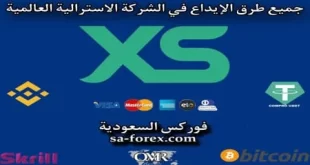 طرق الايداع في XS الأسترالية وما هي العمولة ومدة التنفيذ بالتفصيل