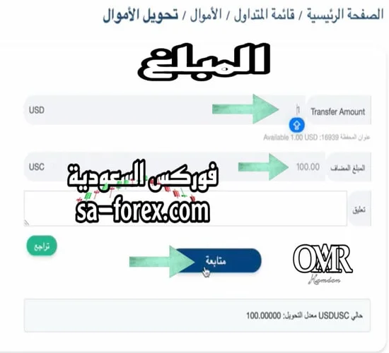 المبلغ الذي تريد تحويله من محفظتك في اكس اس